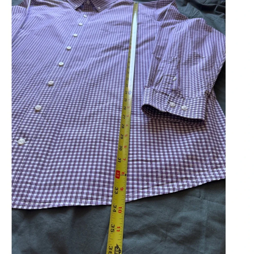 Oak Hill‎ Mens 2XLT Purple Gingham Plaid Button Down Shirt Wrinkle Free Cool Dry